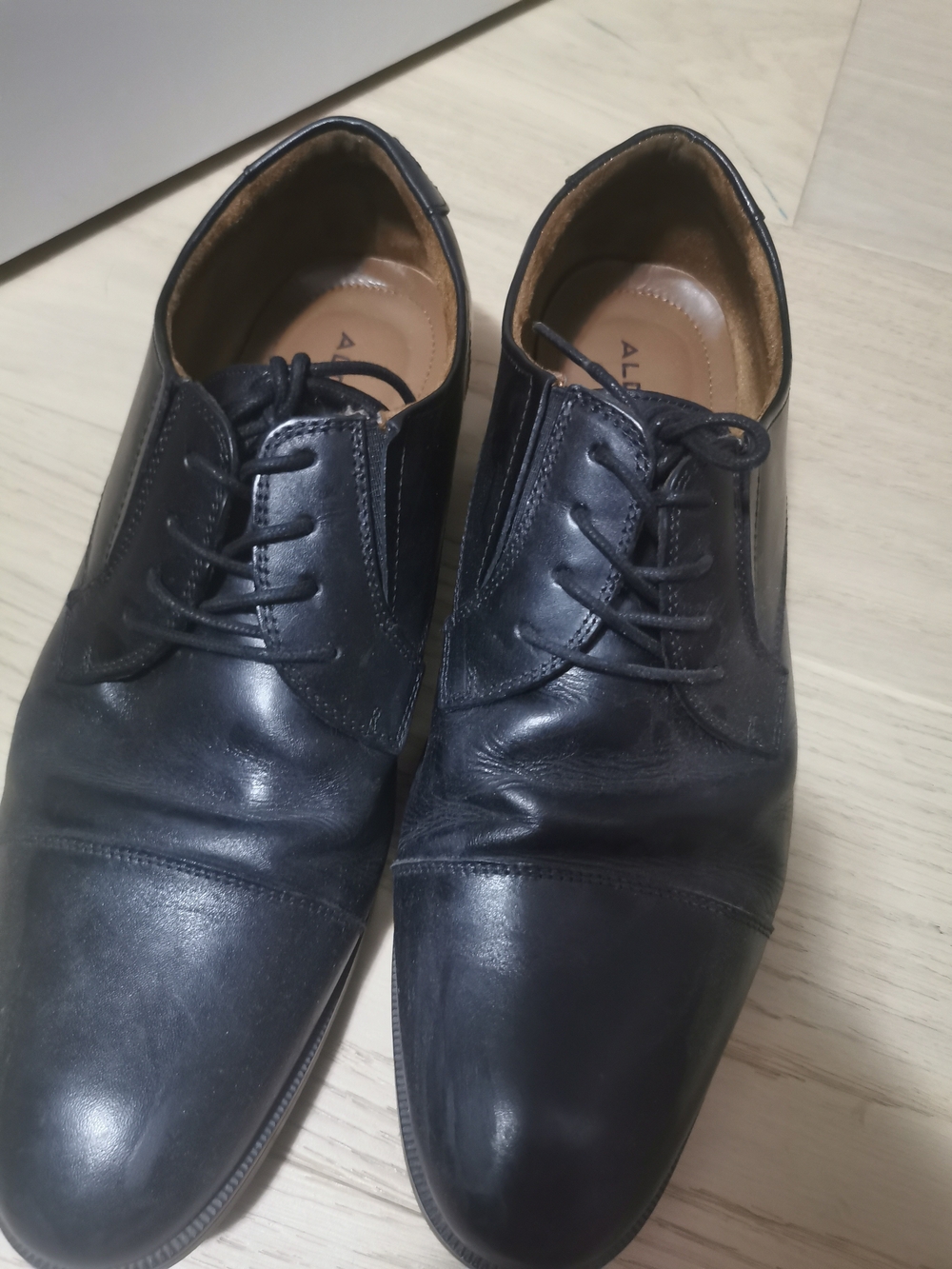 Aldo Black Leather Lace-Up Oxford Dress Shoes